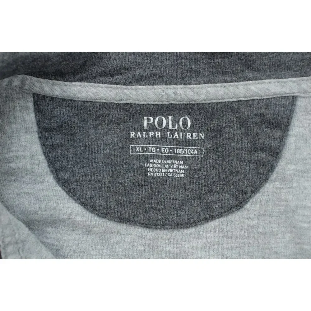 Polo Ralph Lauren Sweatshirt Mens XL Gray Cotton Blend 1/4 Zip Mock‎ Neck